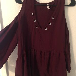 maroon off the shoulder top